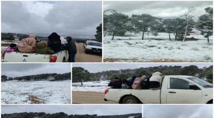Kasserine : Neige abondante à Aïn Jnane (Foussana) et contraintes accrues pour la scolarité