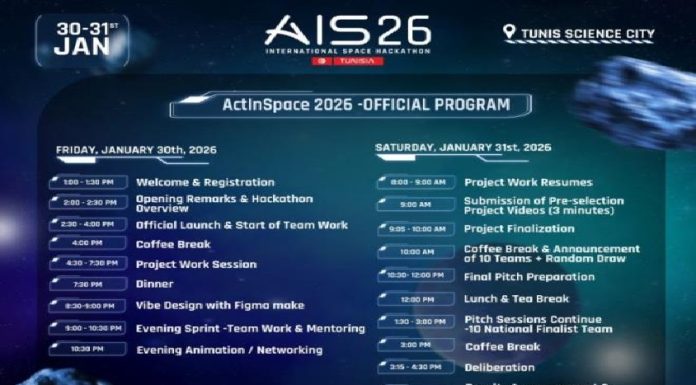 ActInSpace Tunisia 2026 les 30 et 31 janvier à la Cité des Sciences à Tunis