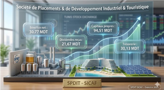 Elle fait un bénéfice de 30,8 MDT en 2025, porté par les dividendes SFBT