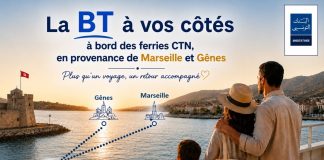 La BT à vos côtés à bord des ferries CTN, de Marseille et Gênes jusqu’à la Tunisie